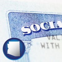 arizona map icon and a Social Security card