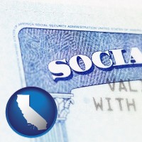 california map icon and a Social Security card