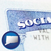 connecticut map icon and a Social Security card
