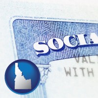 idaho map icon and a Social Security card