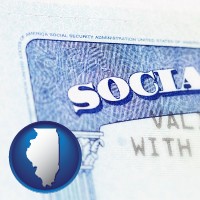 illinois map icon and a Social Security card
