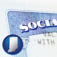 indiana map icon and a Social Security card