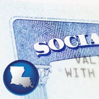 louisiana map icon and a Social Security card