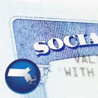 massachusetts map icon and a Social Security card