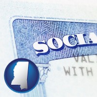 mississippi map icon and a Social Security card