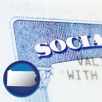 pennsylvania map icon and a Social Security card