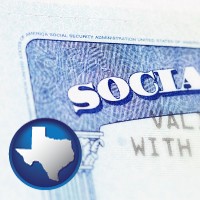 texas map icon and a Social Security card