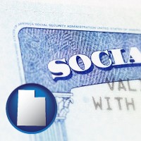 utah map icon and a Social Security card