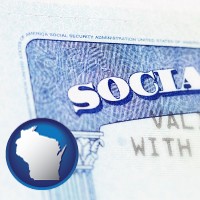 wisconsin map icon and a Social Security card