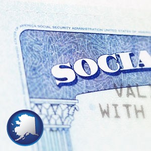 a Social Security card - with Alaska icon