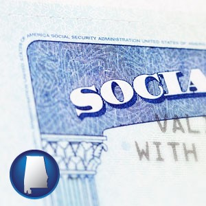 a Social Security card - with Alabama icon