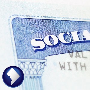 a Social Security card - with Washington, DC icon