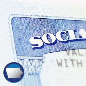 a Social Security card - with Iowa icon