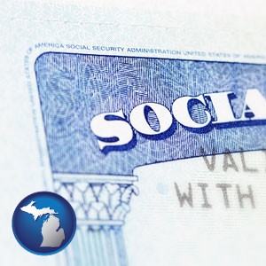 a Social Security card - with Michigan icon