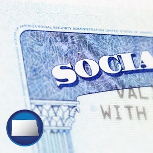 a Social Security card - with North Dakota icon