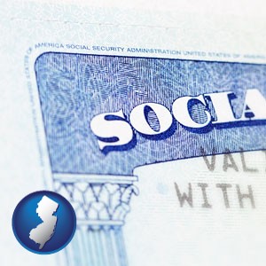 a Social Security card - with New Jersey icon