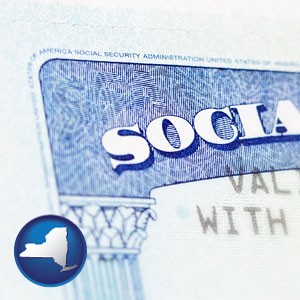 a Social Security card - with New York icon