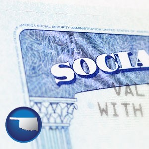 a Social Security card - with Oklahoma icon