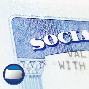 a Social Security card - with Pennsylvania icon