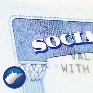 a Social Security card - with West Virginia icon